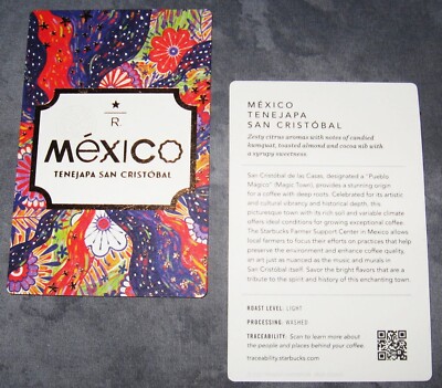 STARBUCKS 2025 MEXICO TENEJAPA SAN CRISTOBAL RESERVE COFFEE TASTER CARDS - VHTF