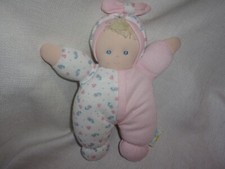 Eden 8" Plush Baby Doll Pink Flowers  Hearts Pajamas Lovey blue knot blond