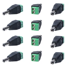 Male DC Power Adapter 5.5mm x 2.1mm Video Balun Connector for CCTV Camera LOT