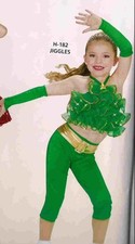 Christmas dance costume artstone green jazz hip hop tap Pageant capri Jiggles