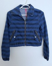 Anthro Plenty By Tracy Reese Blue Striped Boyfriend Zip Up Jacket Size Xs