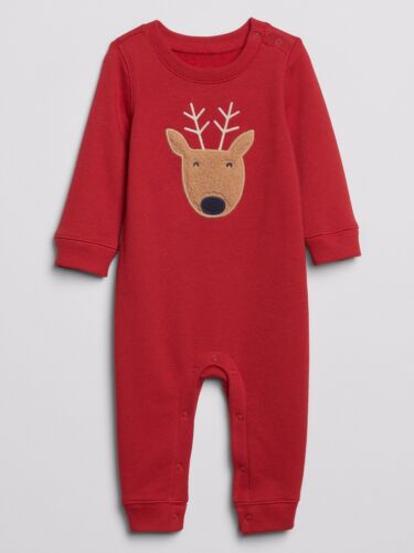 Baby Gap Reindeer One Piece Red Holiday 3-6 Months New - Picture 1 of 7