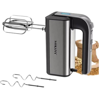 800W Handrührgerät Edelstahlkneter Handmixer 5 Geschwindigkeiten Turbo