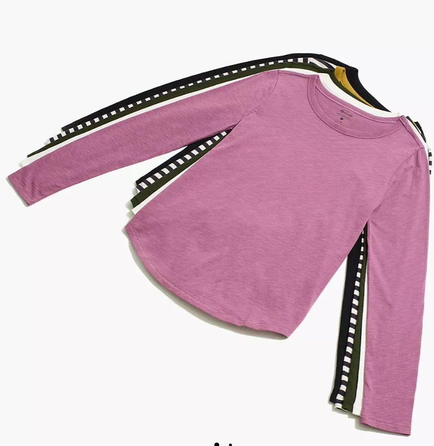 whisper cotton rib crewneck long sleeve tee