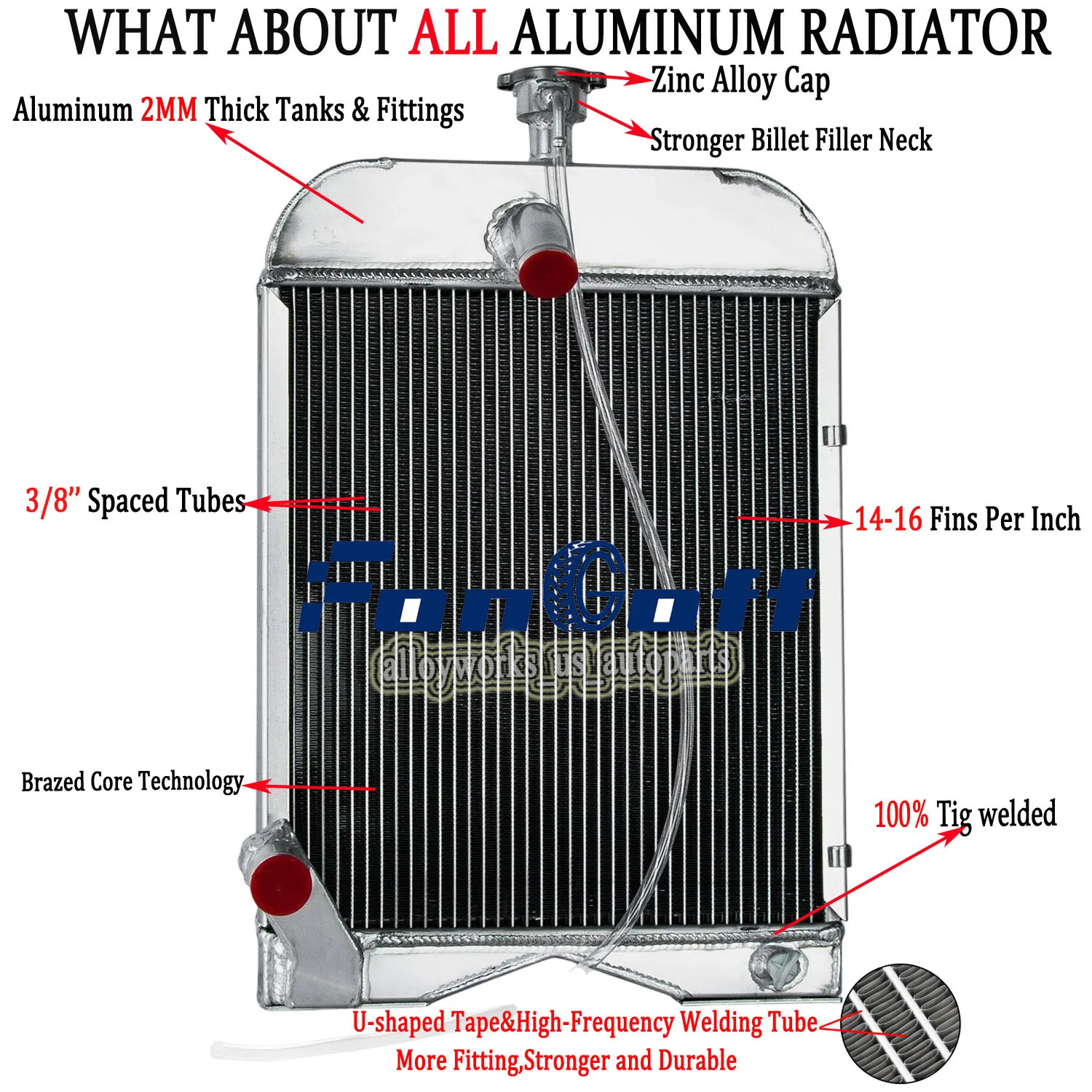 Ama Radiatore Alluminio Per Trattori Fiat E Ford: Radiatore In Alluminio Adattabile Al Riferimento Originale Fiat 5153481 - Foto 2