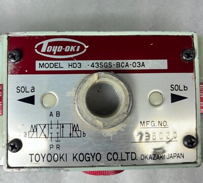 TOYOOKI KOGYO HD3-43SGS-BCA-03A HYDRAULIC VALVE | eBay