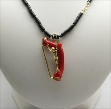 CIONDOLO CROCIFISSO IN ORO 18 KT CON RAMO DI CORALLO ROSSO SARDEGNA OGDV 092