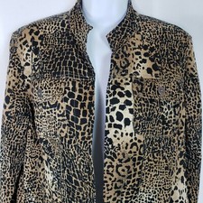 Chico's Additions Jacket Sz 8 Medium Chico Sz 1 Cheetah Open Face Stylish Classy