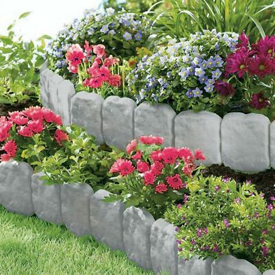 20-100Pack Plastic Border Fence Stone Yard Lawn Edging Plant Flower Bed Decors