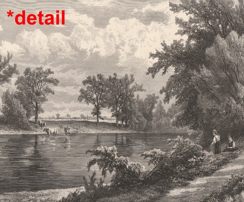 Hudson River School, Kruseman van Elten engraving ESOPUS CREEK, NEAR KINGSTON NY - Picture 1 of 5