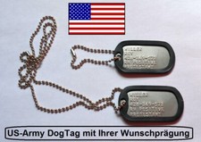2x US Erkennungsmarke mit IHRER Pr&auml;gung  DogTag USA Army Hundemarke keine Gravur