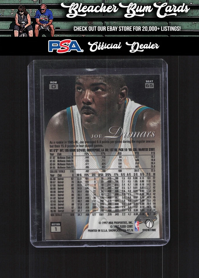 1996-97 Flair Showcase 65 Joe Dumars Flair Showcase Row 0 - Image 2 of 2