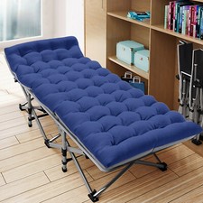 Adults Camping Cot Folding Sleeping Cot Guest Bed Heavy Duty Portable w/ Mat Bag