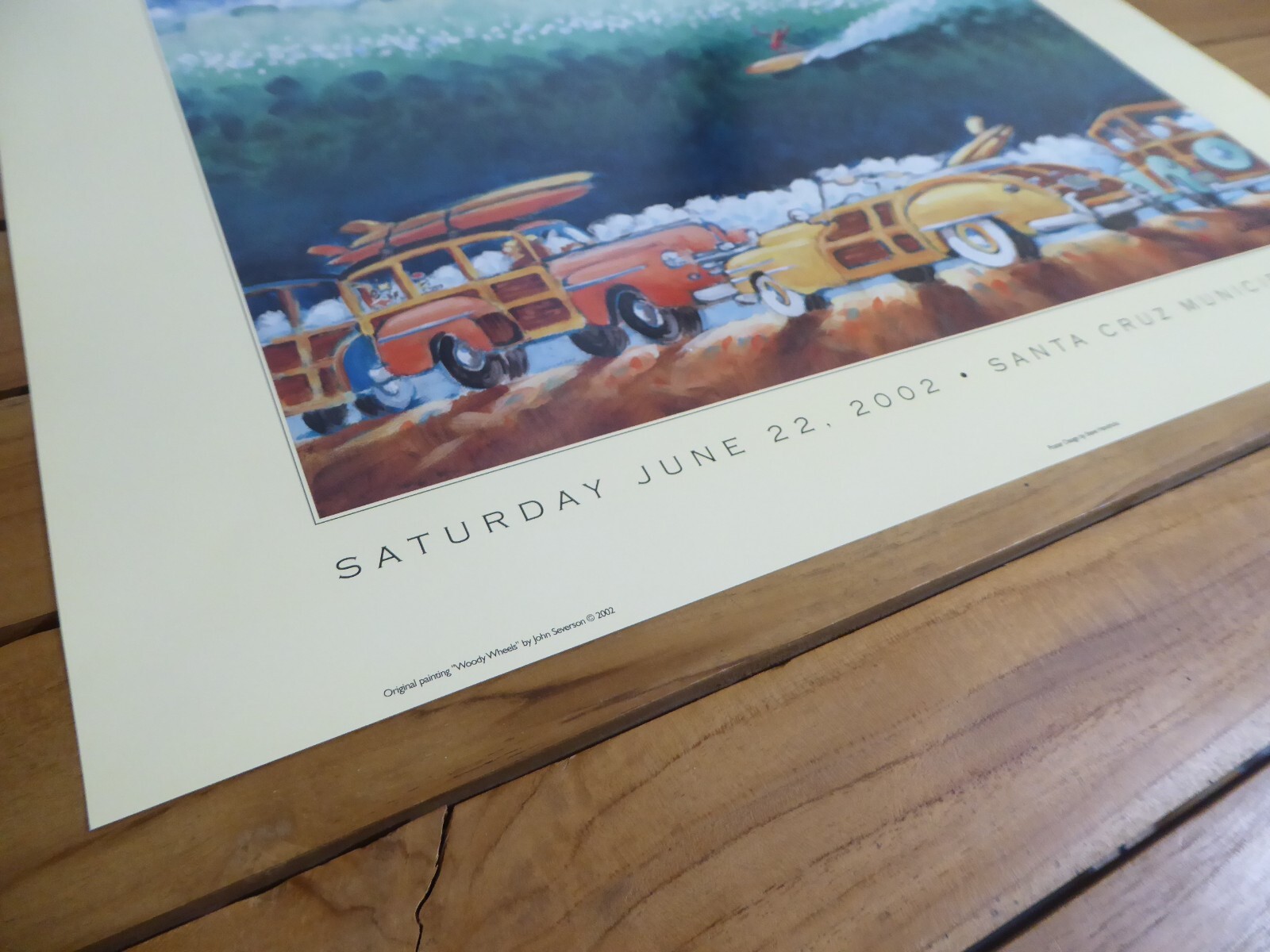 ORIGINAL JOHN SEVERSON POSTER SURF ART 2002 WOODIES ON THE WHARF SANTA CRUZ