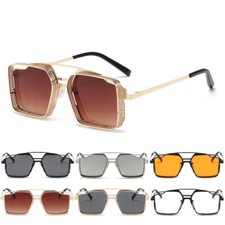 Retro Square Sunglasses Men Women Vintage Gothic Metal Frame Steampunk Glasses