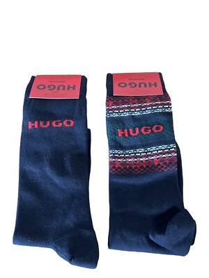Hugo Boss Mens Christmas Dress Socks - 2 Pack Size 7-13 - Black & Red - Xmas Hugo Boss Mens Christmas Dress Socks - 2 Pack Size 7-13 - Black & Red - Xmas
