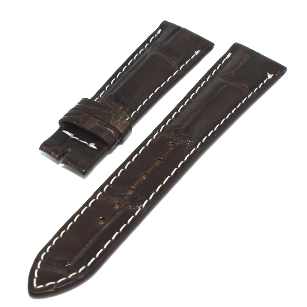 Bracelet cuir de crocodile 17/16 mm mat de couleur bleu nuit pour montre classique homme