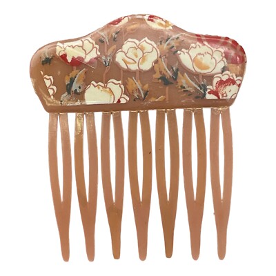 Vintage Pink 3 Hair Combs Signed Made in West Germany Flowers Floral Print Vintage Pink 3 Hair Combs Signed Made in West Germany  main image 4