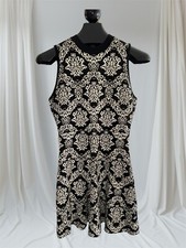 XHILARATION WOMEN'S BLACK AND CREAM PAISLEY PRINT SWEATER DRESS LARGE
