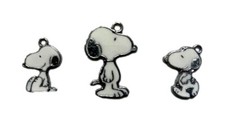 Peanuts Cartoon Dog Set of 3 Enamel Metal Charms