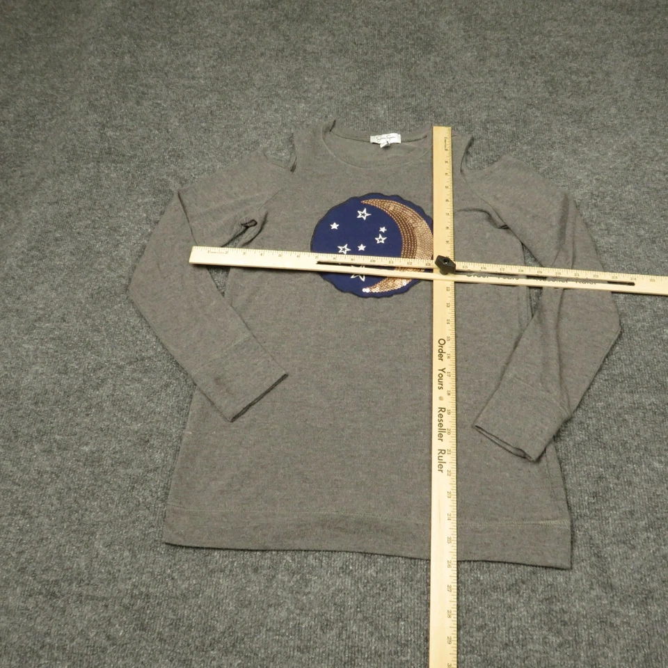 Camisa Jessica Simpson Niñas Grande Gris Manga Larga Cuello Redondo Hombro Frío Foto 4 de 4