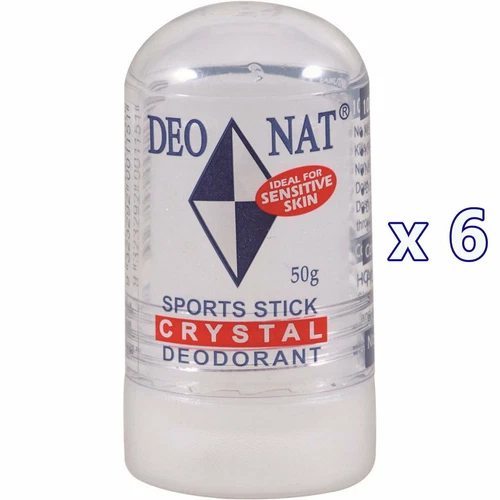 6 x Deonat Crystal Deodorant Sports Stick 50g Deo Nat 300g