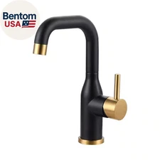 Single-Handle Bar Faucet Deckplate Not Included in Gold and Black