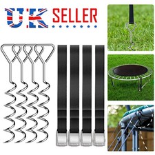 4 X Heavy Duty Trampoline Anchor Ground Pegs Tie Down Kit Corkscrew-Spiral UK