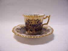 COALPORT FOR COLLAMORE ORO RIALZATO INCROSTATO COBALTO DEMITASSE SET 4 1/4" OTTIME CONDIZIONI