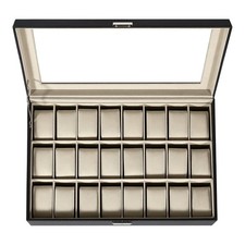 24 Slots Watch Box Pu Leather Watch Case Jewelry Organizer Storage Display Box