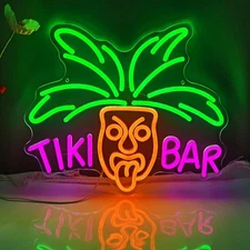 TIKI Bar Neon Sign,LED Pool Light Sign for Wall Decor Dimmable Tikibar 