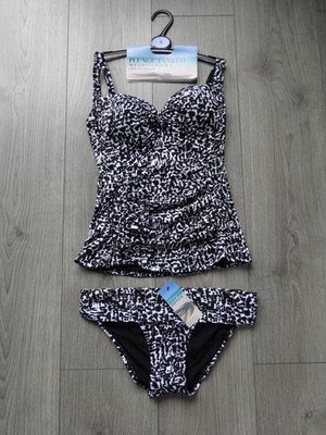 M&S Marks & Spencer SCHWARZ GEMISCHT TANKINI SET UK GRÖSSE 8 OBERTEIL UK GRÖSSE 8 UNTERTEIL