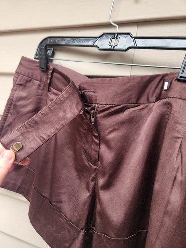 Arden B. Brown Satin Shorts SIZE 10 Dressy Cotton Blend Cuffed Pockets - Picture 4 of 12