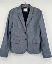 J.CREW Womens Blue Chambray Schoolboy Blazer Jacket