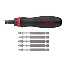 Vessel Tools MEGADORA Interchangeable Ratchet Screwdriver 5PC. Bit Set