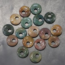20pcs Natural Indian Agate Stone Large Hole Circle 18mm Beads Pendants Jewelry