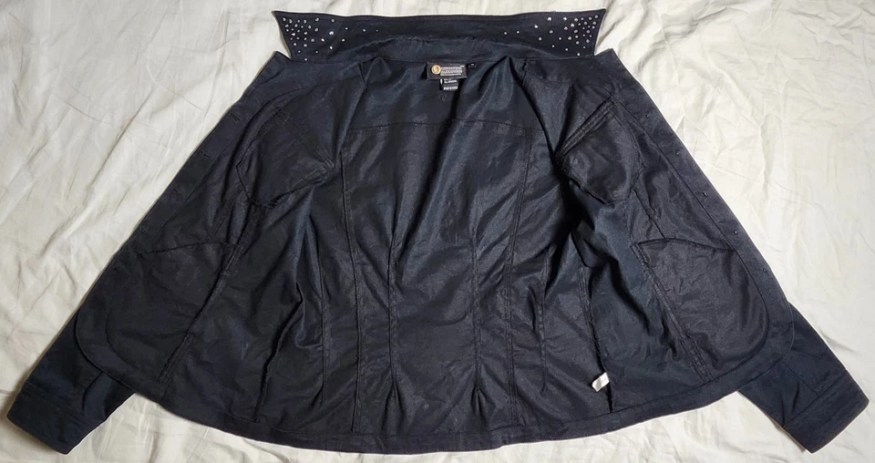 Chaqueta de mezclilla negra adornada Christine Alexander para mujer talla XL DE COLECCIÓN Foto 2 de 4