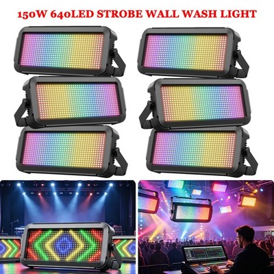 10Pcs 150W RGB 640LED Wall Wash Light Strobe DMX Stage DJ Party Show Light