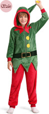 Kids Christmas Costume Flannel Hooded Outfits 4-14 Years
