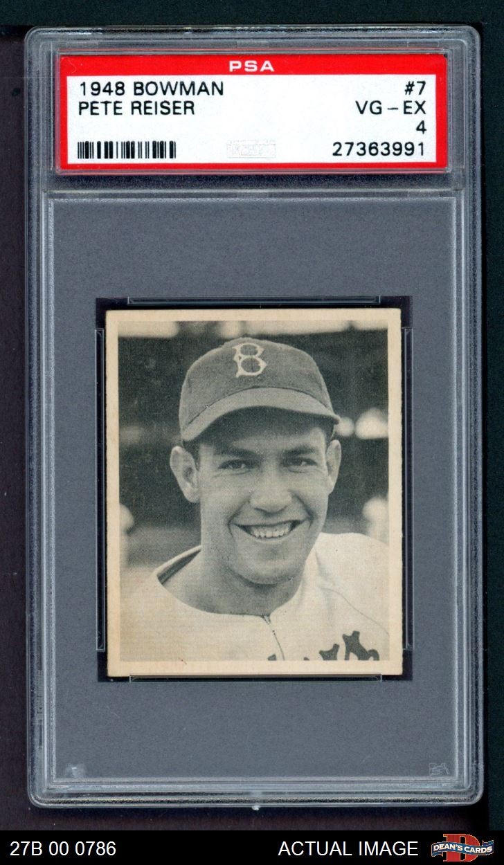 1948 Bowman #7 Pete Reiser Dodgers SHORT-PRINT RC PSA 4 - VG/EX