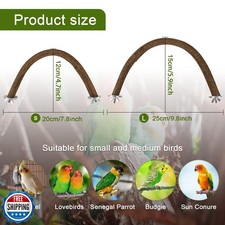 Rypet 2PCS Natural Wood Bird Perches for Cage,Wooden Parakeet cage Accessorie...