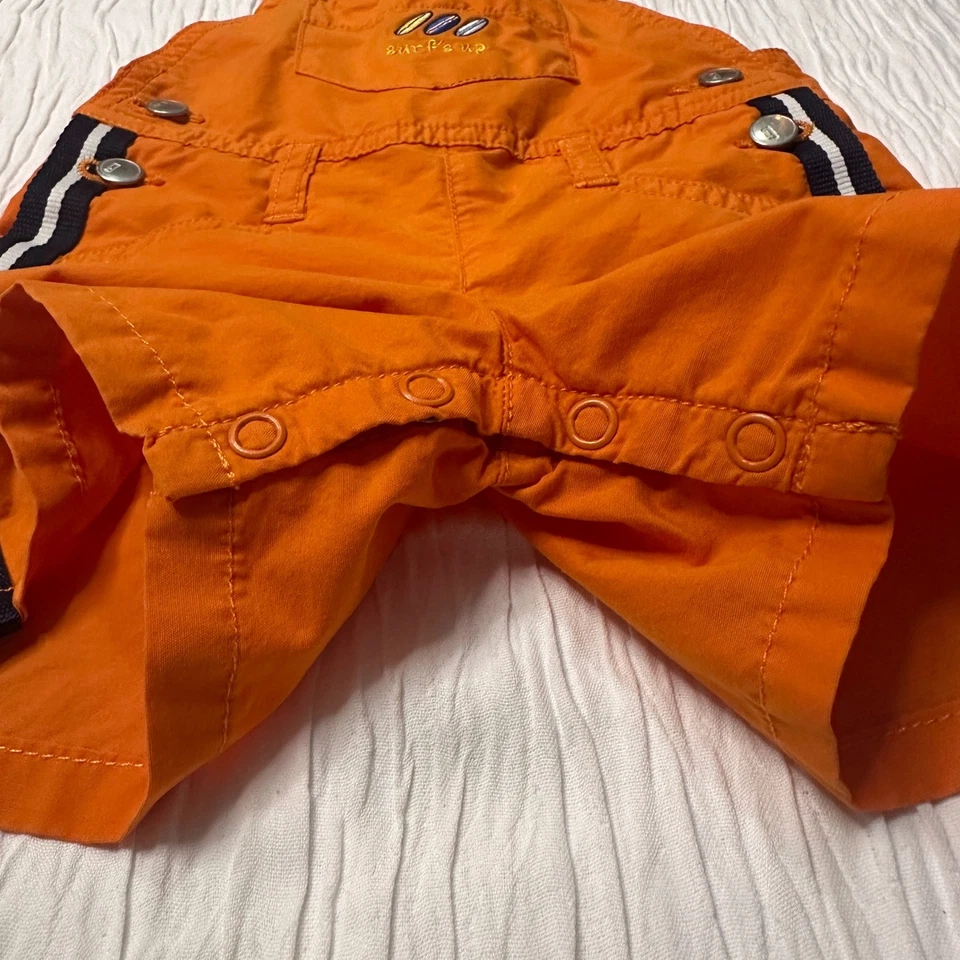 Gymboree Vintage Y2K 2001 Overalls Surfs Up Orange Navy Cotton Blend 0-3 Months - Image 3 of 4