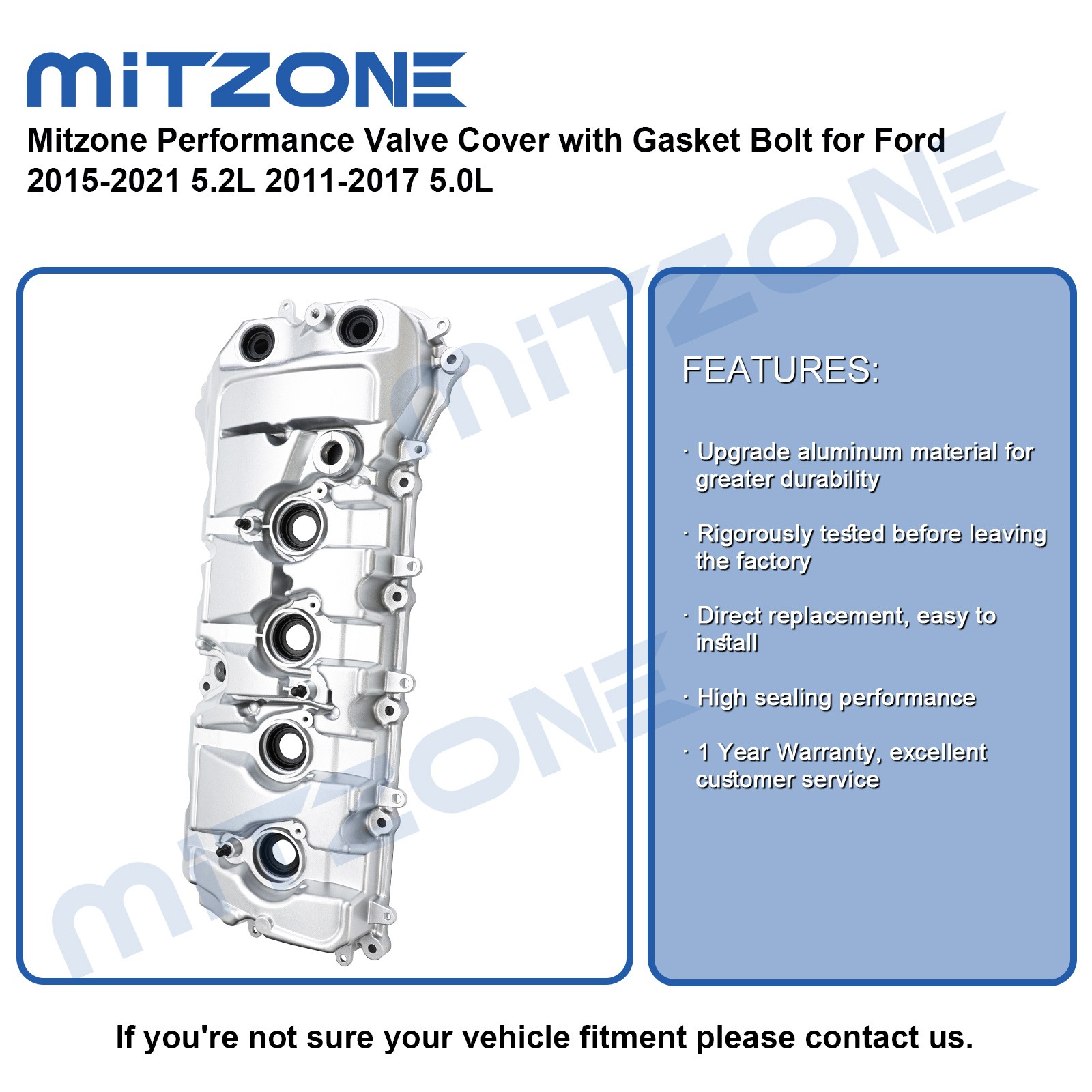 Mitzone Performance Valve Cover with Gasket Bolt for Ford 15-21 5.2L 11-17 5.0L