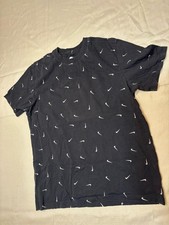 Nike Men  s Tee Sportswear Swoosh T-Shirt Black White Size Medium