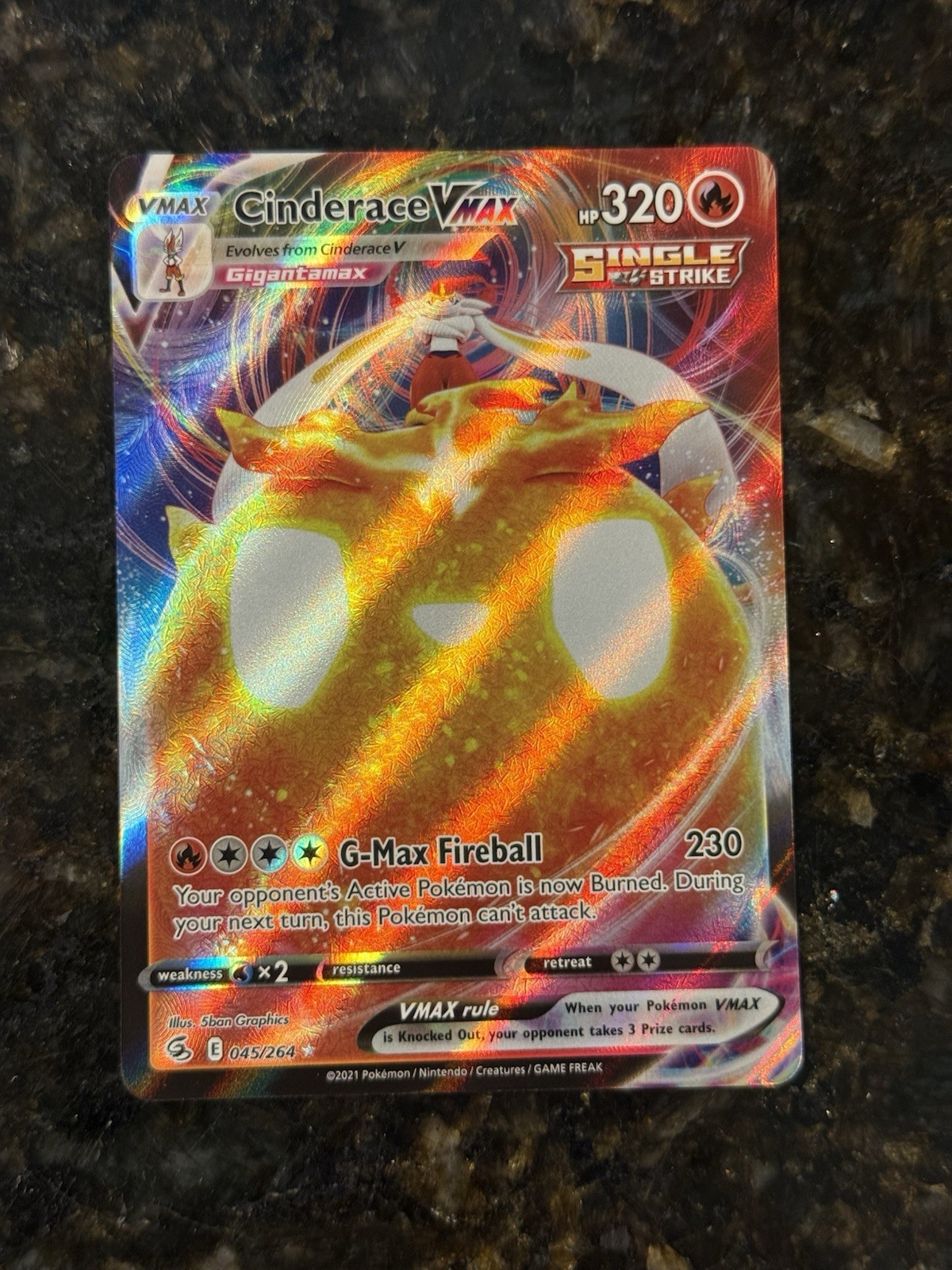 Cinderace VMAX 045/264 Swsh08: Fusion Strike Holo