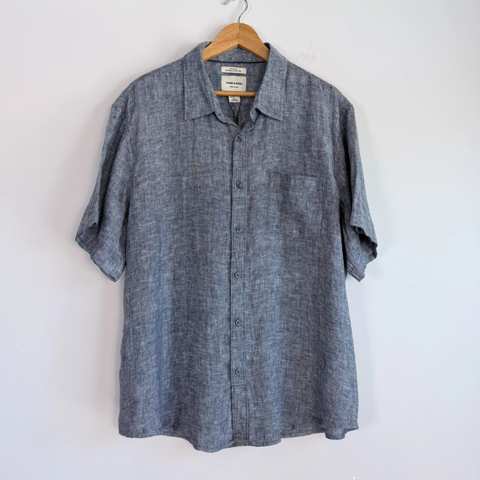 Thom Aaron Linen Short Sleeve Shirt Size XXL Preppy Coastal Vacation Travel