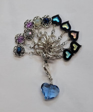 Handmade Knitting Stitch Markers set of 12  Glass Blue Heart Lead w/Markers