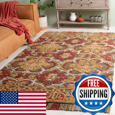 Safavieh Blossom Collection Area Rug - 4 X 6 Green Gold Floral Design Handmade