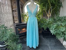 Vintage Olga Nightgown Blue Nylon and Lace Style 92270