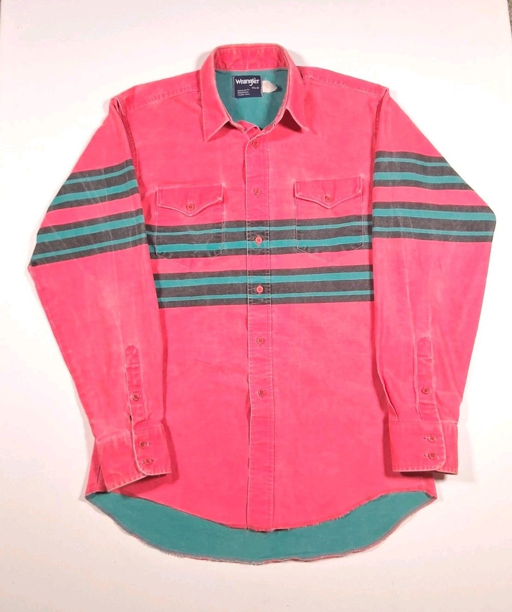 Vintage Wrangler Brushpopper Pink Teal Heavy Canvas 1990s Western